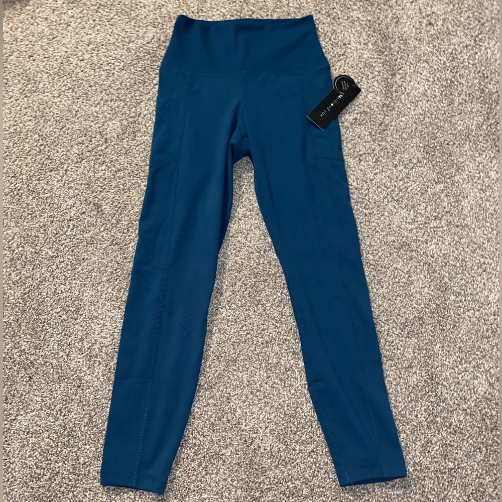 blue full length leggings
